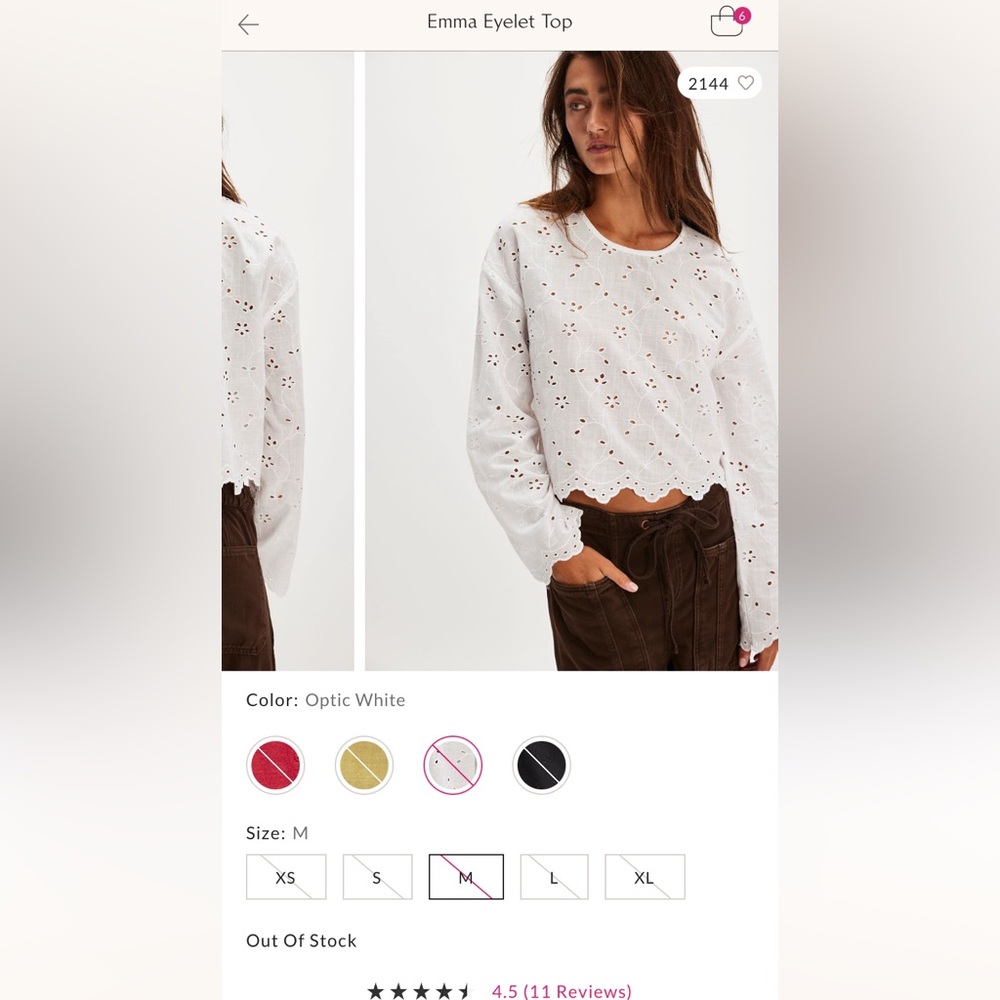 NWT Free People White Eyelet Blouse